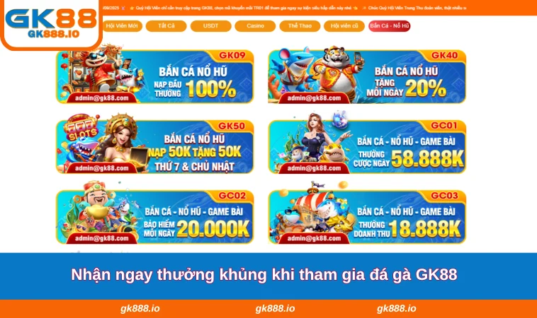 Đá Gà GK88 3 Nhận ngay thưởng khủng khi tham gia đá gà GK88