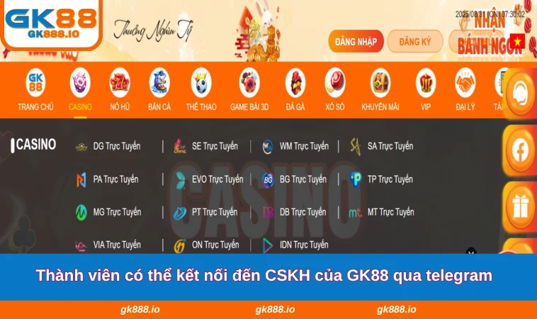 Liên Hệ GK88 3 Thành viên có thể kết nối đến CSKH của GK88 qua telegram