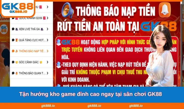 Home 29 Tận hưởng kho game đỉnh cao ngay tại sân chơi GK88
